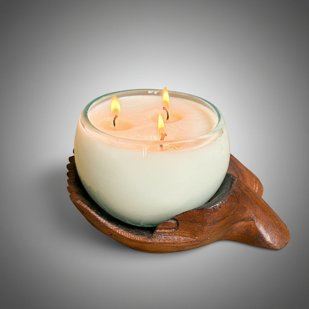 Teak and Glass Hands